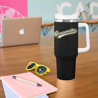 Geauxmaha Vintage Throwback Design Tumbler With Handle Purple and Gold Baseball Fan - Wonder Print Shop