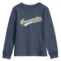 Geauxmaha Vintage Throwback Design Youth Sweatshirt Purple and Gold Baseball Fan - Wonder Print Shop