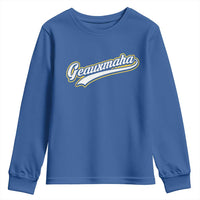 Geauxmaha Vintage Throwback Design Youth Sweatshirt Purple and Gold Baseball Fan - Wonder Print Shop