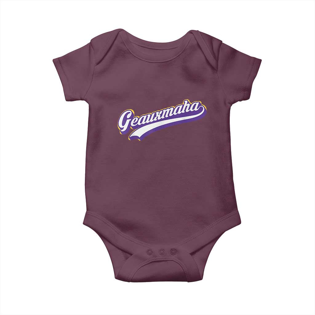 Geauxmaha Vintage Throwback Design Baby Onesie Gold Baseball Fan - Wonder Print Shop