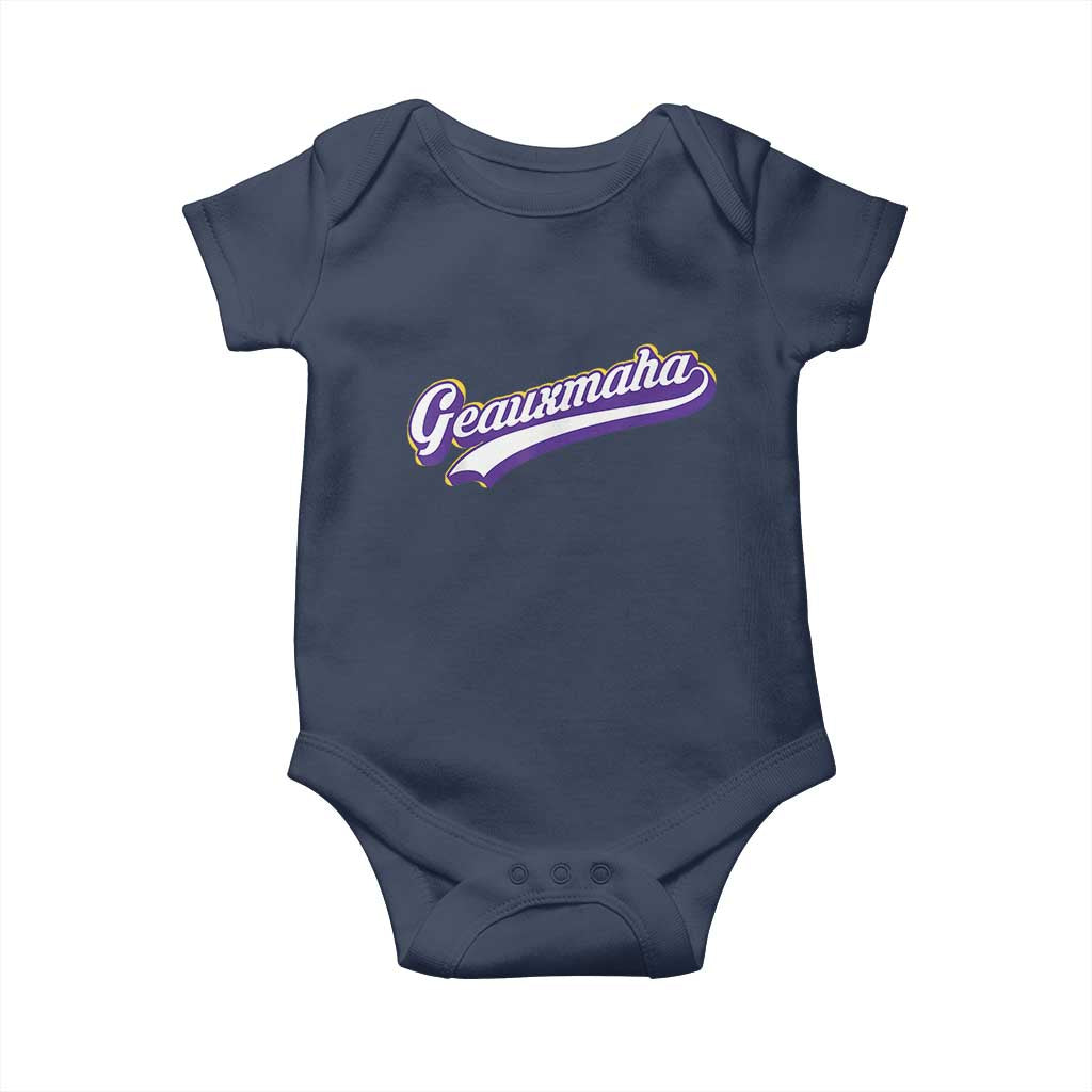 Geauxmaha Vintage Throwback Design Baby Onesie Gold Baseball Fan - Wonder Print Shop