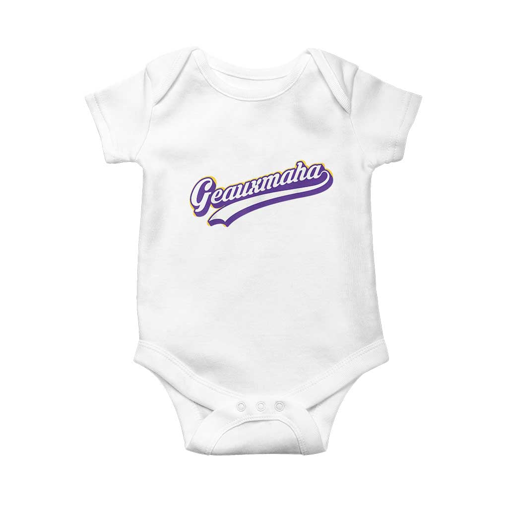 Geauxmaha Vintage Throwback Design Baby Onesie Gold Baseball Fan - Wonder Print Shop