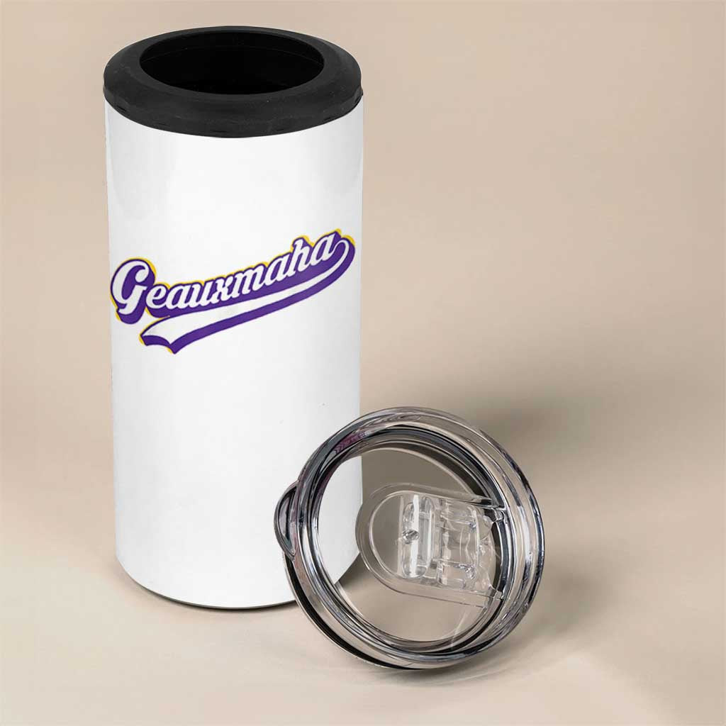 Geauxmaha Vintage Throwback Design 4 in 1 Can Cooler Tumbler Gold Baseball Fan - Wonder Print Shop