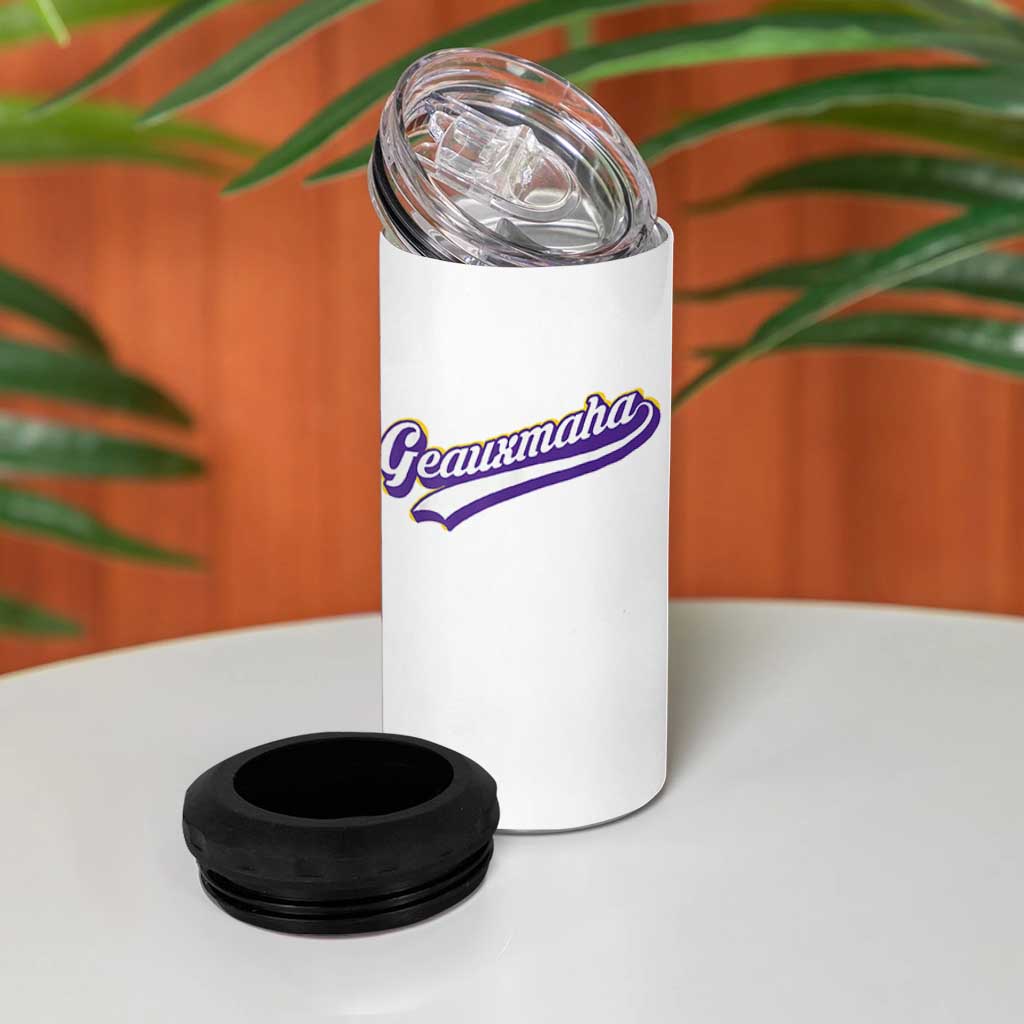 Geauxmaha Vintage Throwback Design 4 in 1 Can Cooler Tumbler Gold Baseball Fan - Wonder Print Shop