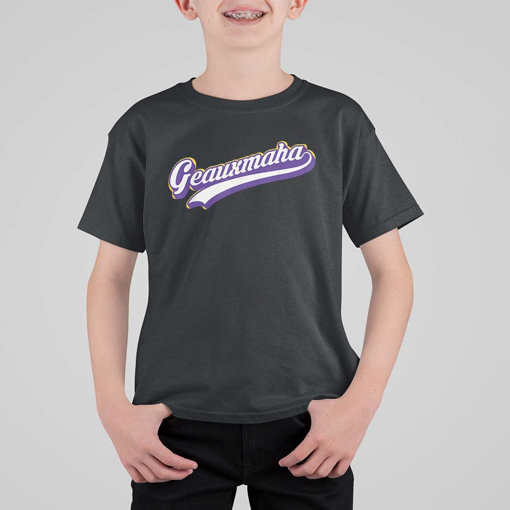 Geauxmaha Vintage Throwback Design T Shirt For Kid Gold Baseball Fan - Wonder Print Shop