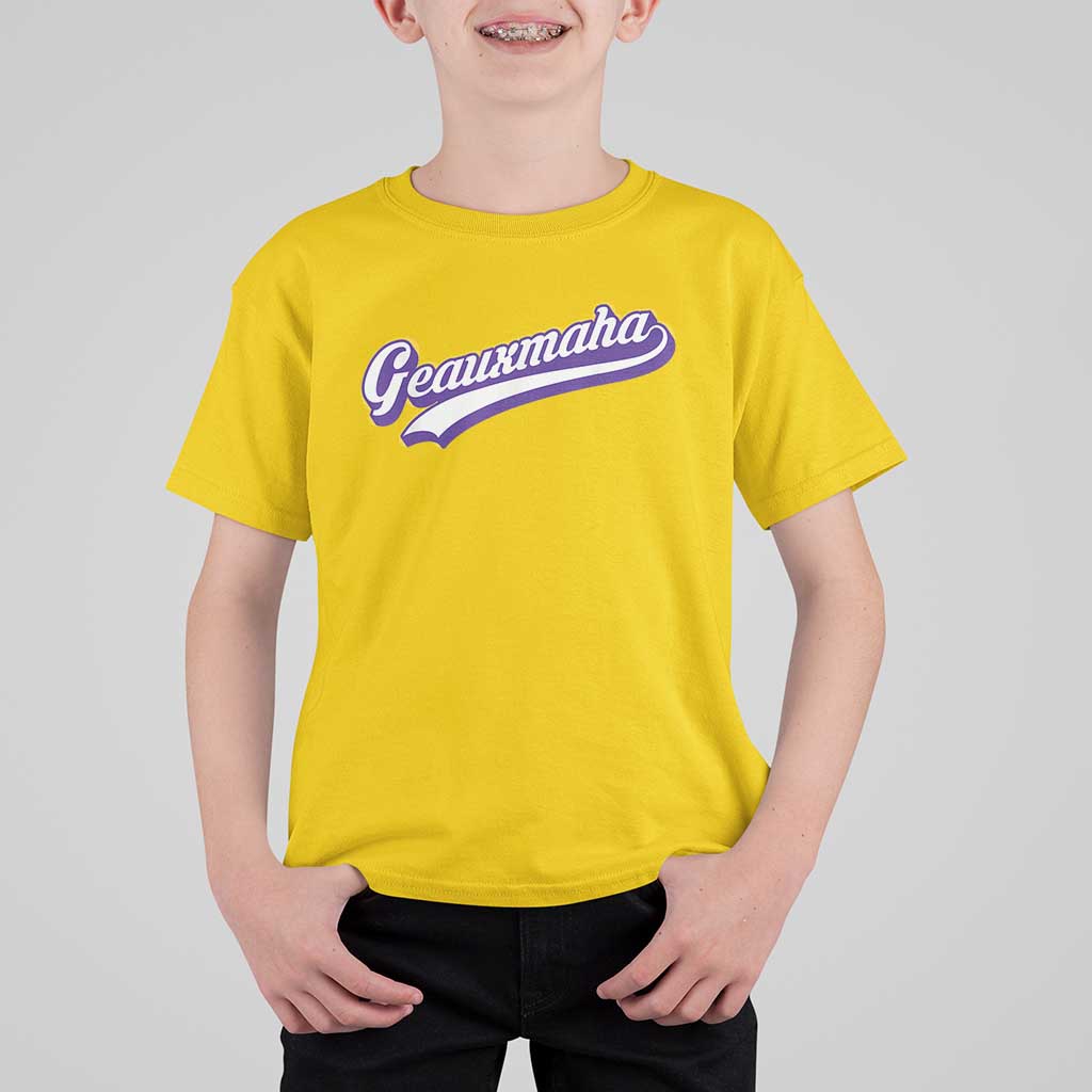 Geauxmaha Vintage Throwback Design T Shirt For Kid Gold Baseball Fan - Wonder Print Shop