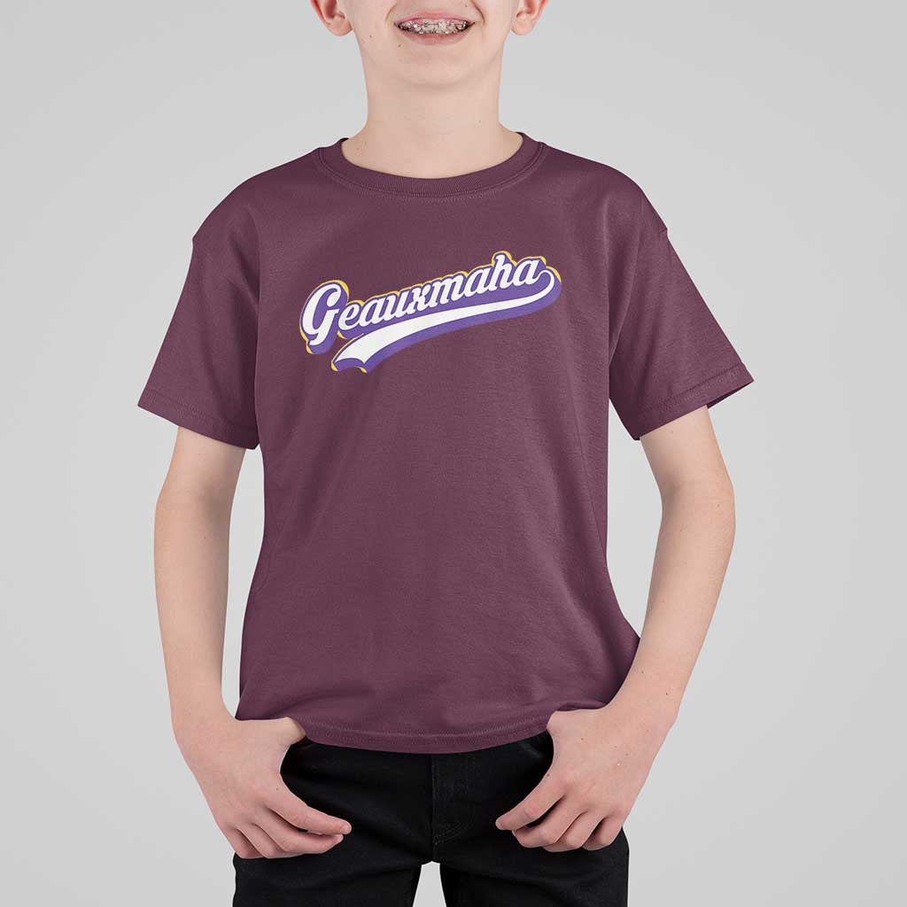 Geauxmaha Vintage Throwback Design T Shirt For Kid Gold Baseball Fan - Wonder Print Shop