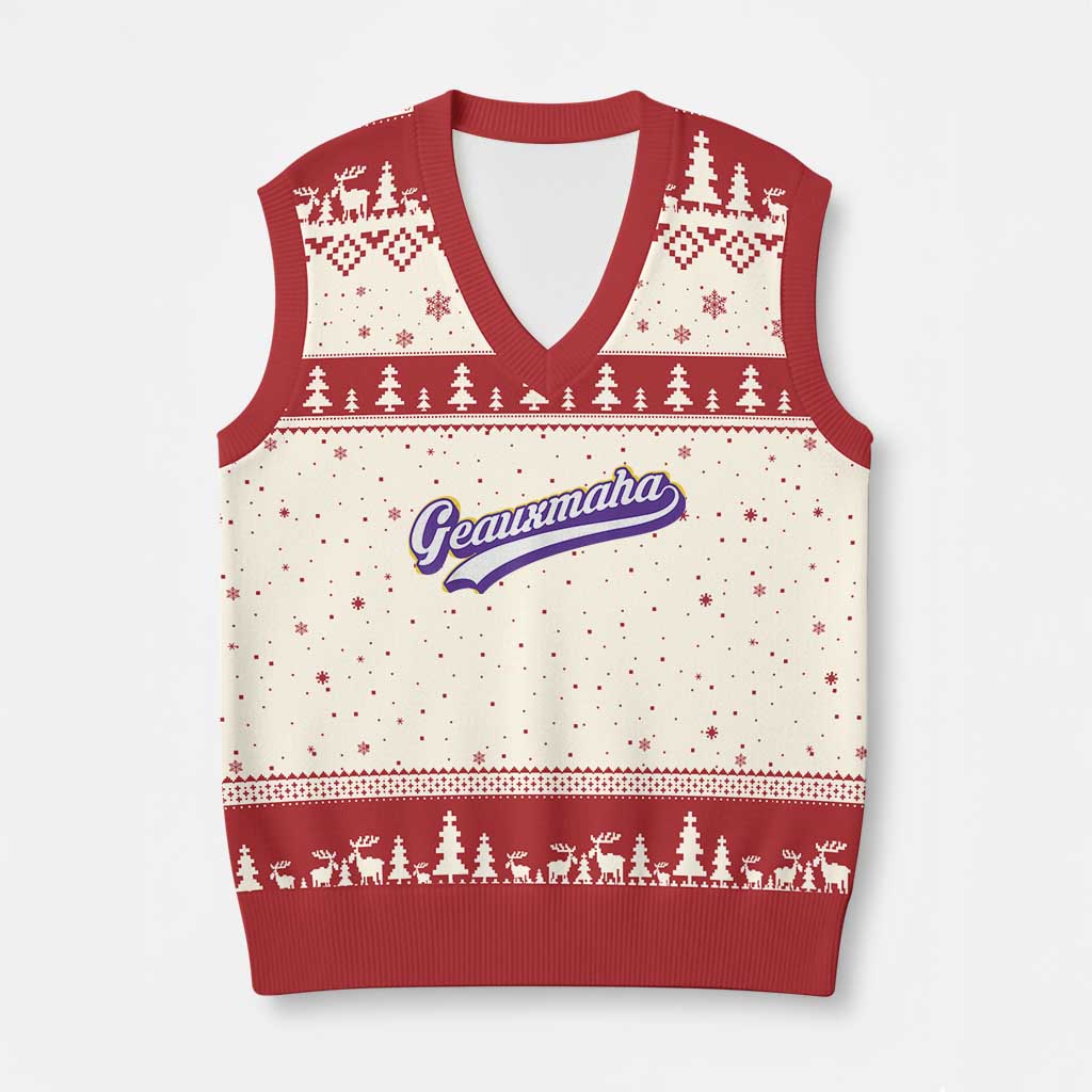 Geauxmaha Vintage Throwback Design V-Neck Knit Sweater Vest Gold Baseball Fan - Wonder Print Shop