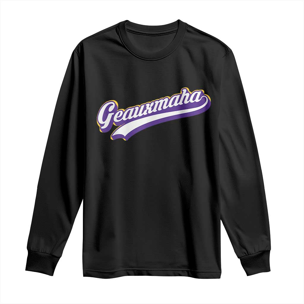 Geauxmaha Vintage Throwback Design Long Sleeve Shirt Gold Baseball Fan - Wonder Print Shop