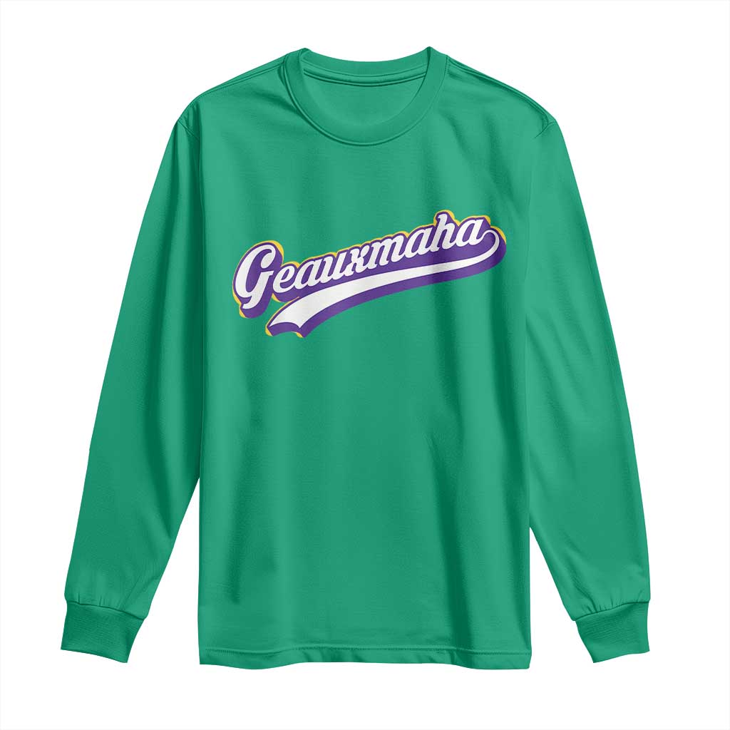 Geauxmaha Vintage Throwback Design Long Sleeve Shirt Gold Baseball Fan - Wonder Print Shop