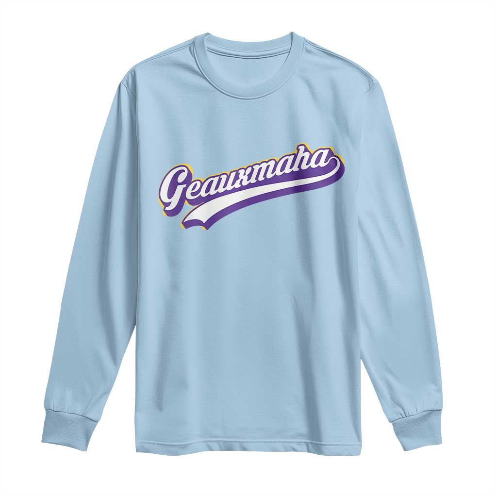 Geauxmaha Vintage Throwback Design Long Sleeve Shirt Gold Baseball Fan - Wonder Print Shop