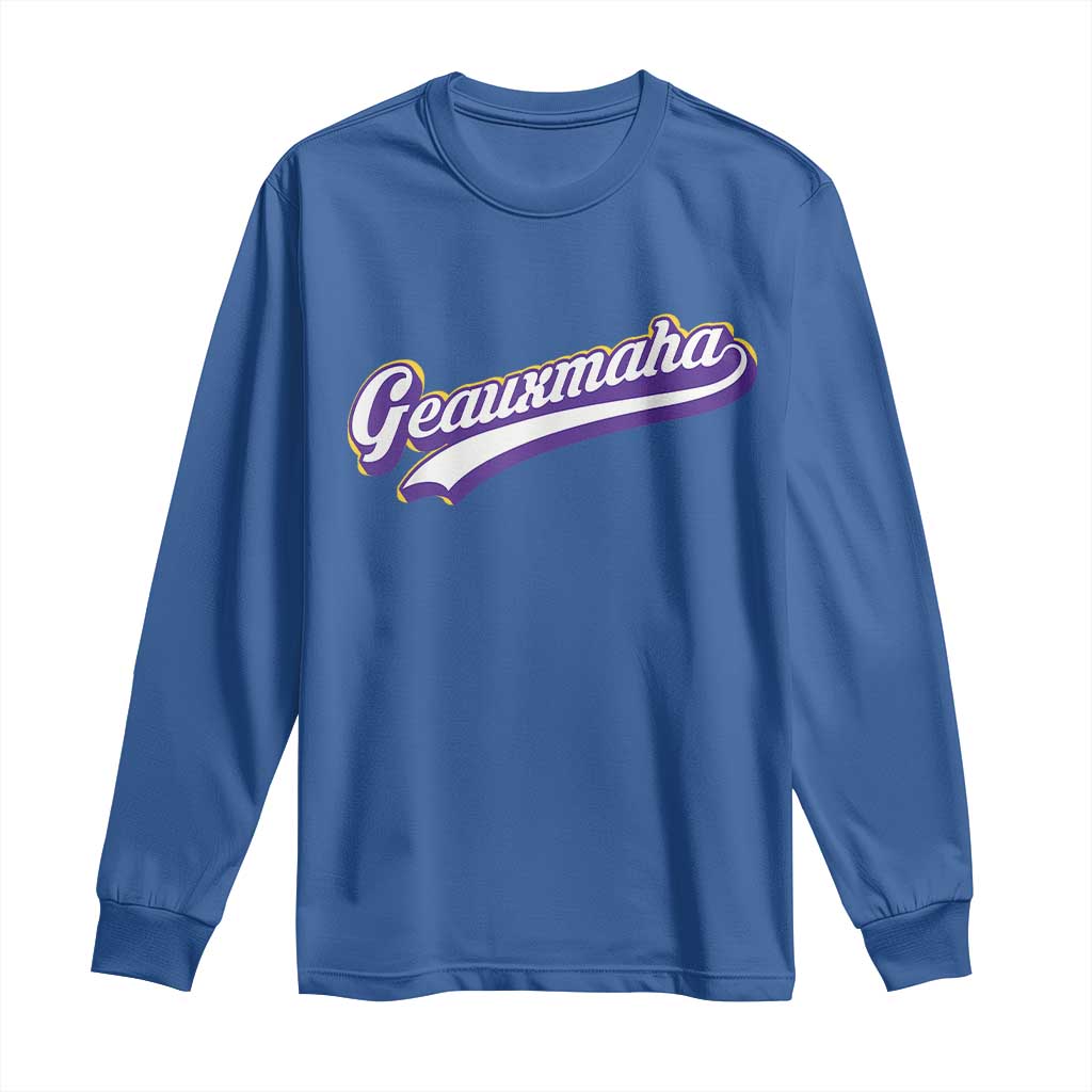 Geauxmaha Vintage Throwback Design Long Sleeve Shirt Gold Baseball Fan - Wonder Print Shop