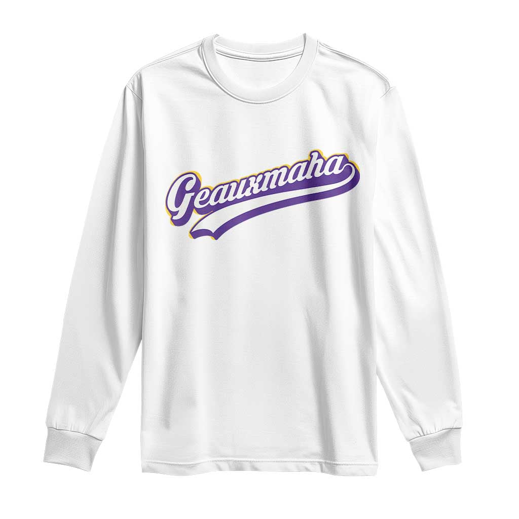 Geauxmaha Vintage Throwback Design Long Sleeve Shirt Gold Baseball Fan - Wonder Print Shop