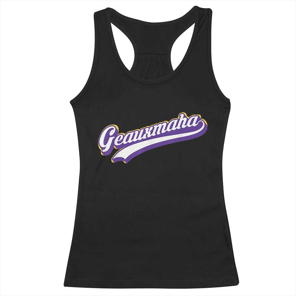 Geauxmaha Vintage Throwback Design Racerback Tank Top Gold Baseball Fan - Wonder Print Shop