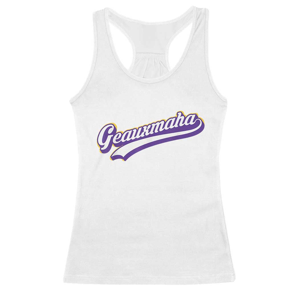 Geauxmaha Vintage Throwback Design Racerback Tank Top Gold Baseball Fan - Wonder Print Shop