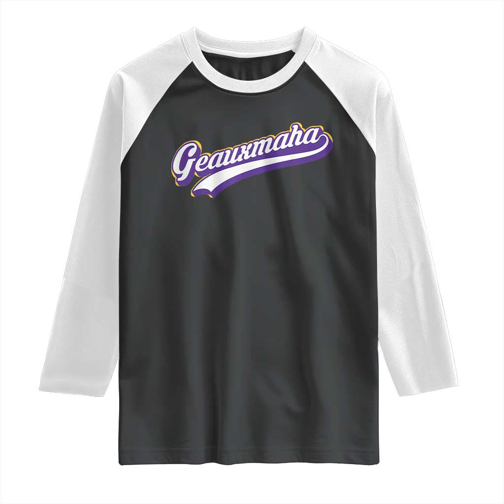 Geauxmaha Vintage Throwback Design Raglan Shirt Gold Baseball Fan - Wonder Print Shop