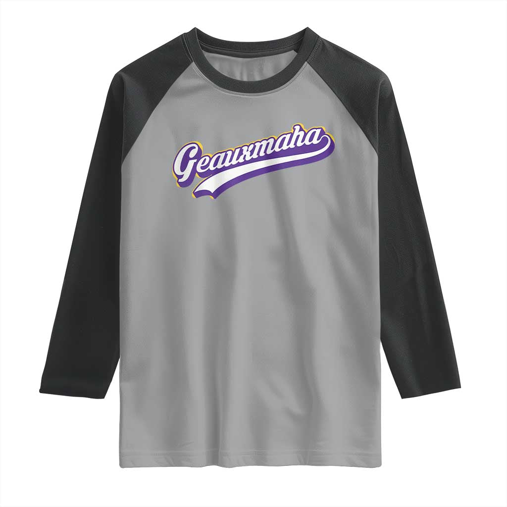 Geauxmaha Vintage Throwback Design Raglan Shirt Gold Baseball Fan - Wonder Print Shop