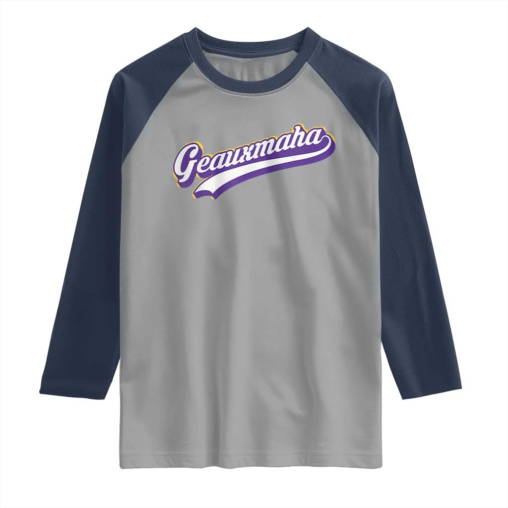 Geauxmaha Vintage Throwback Design Raglan Shirt Gold Baseball Fan - Wonder Print Shop