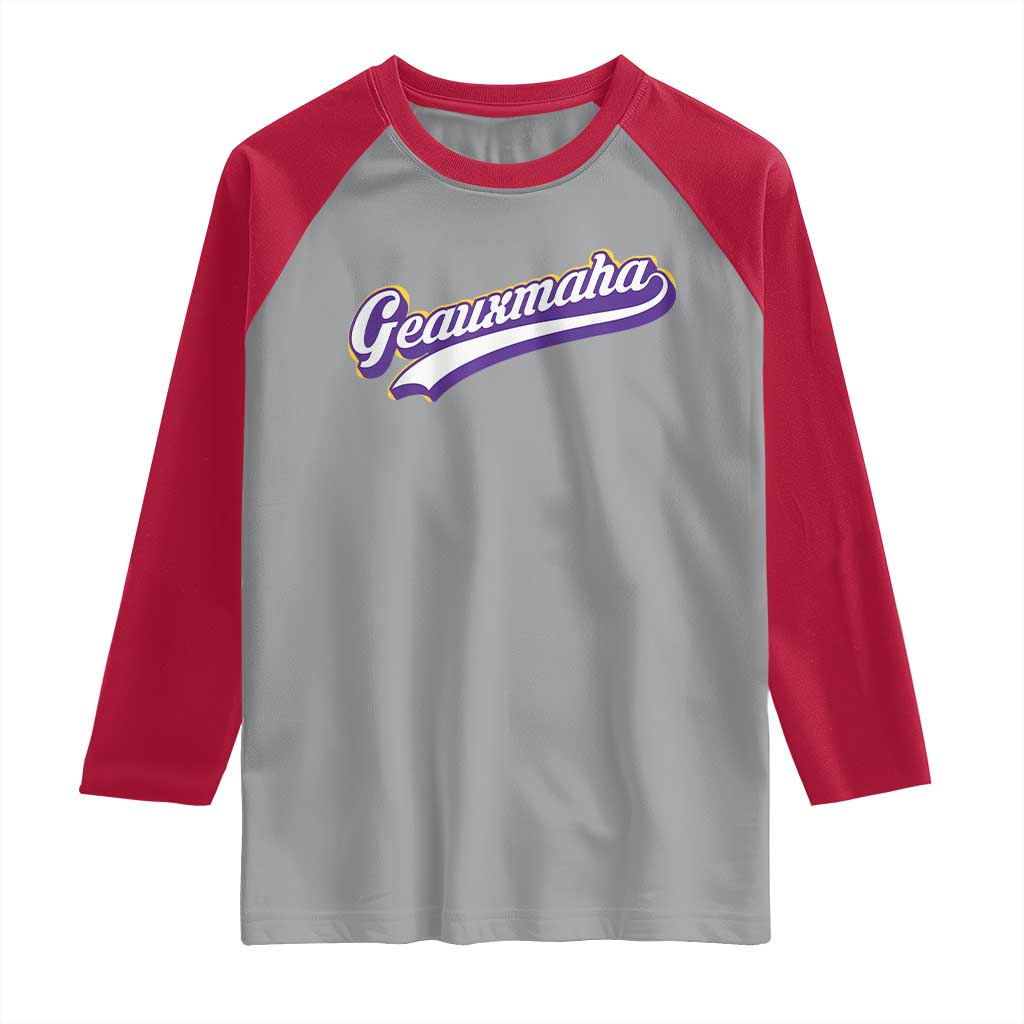 Geauxmaha Vintage Throwback Design Raglan Shirt Gold Baseball Fan - Wonder Print Shop