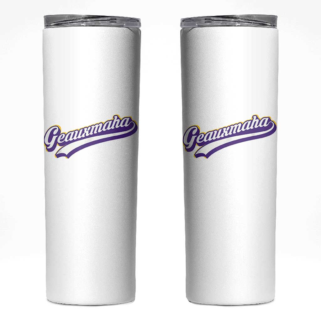 Geauxmaha Vintage Throwback Design Skinny Tumbler Gold Baseball Fan - Wonder Print Shop