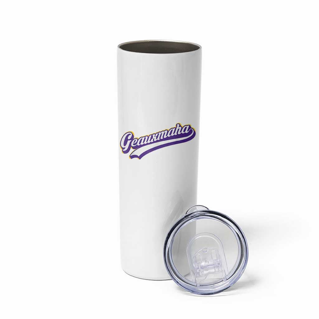 Geauxmaha Vintage Throwback Design Skinny Tumbler Gold Baseball Fan - Wonder Print Shop