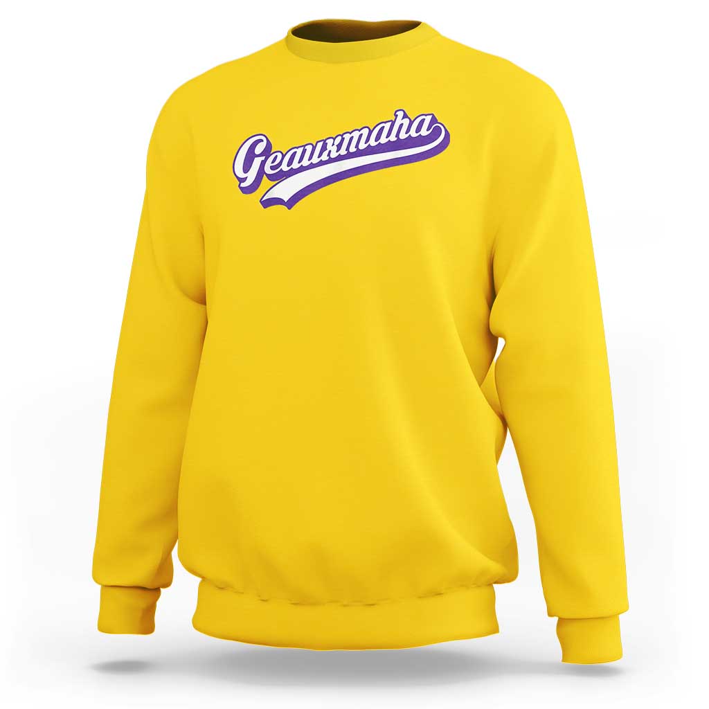 Geauxmaha Vintage Throwback Design Sweatshirt Gold Baseball Fan - Wonder Print Shop