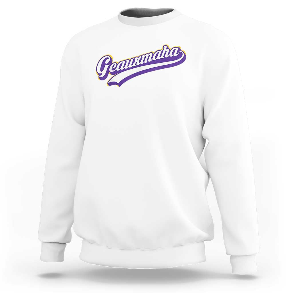 Geauxmaha Vintage Throwback Design Sweatshirt Gold Baseball Fan - Wonder Print Shop