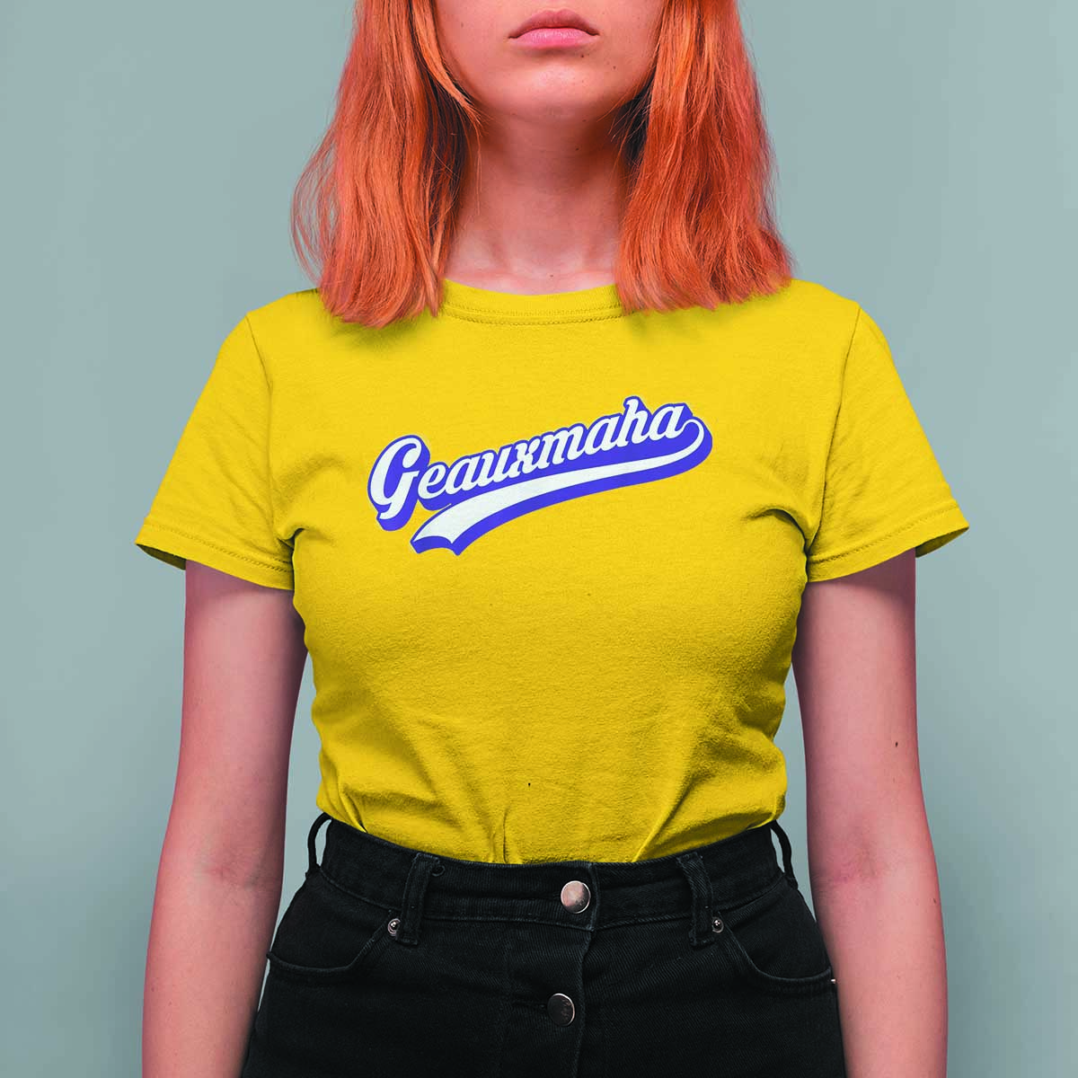 Geauxmaha Vintage Throwback Design T Shirt For Women Gold Baseball Fan - Wonder Print Shop