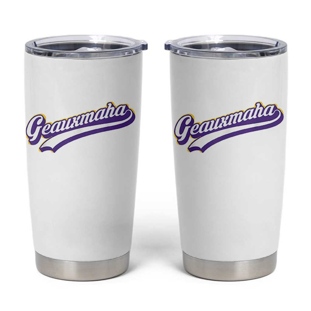 Geauxmaha Vintage Throwback Design Tumbler Cup Gold Baseball Fan - Wonder Print Shop