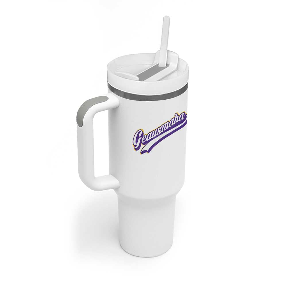 Geauxmaha Vintage Throwback Design Tumbler With Handle Gold Baseball Fan - Wonder Print Shop