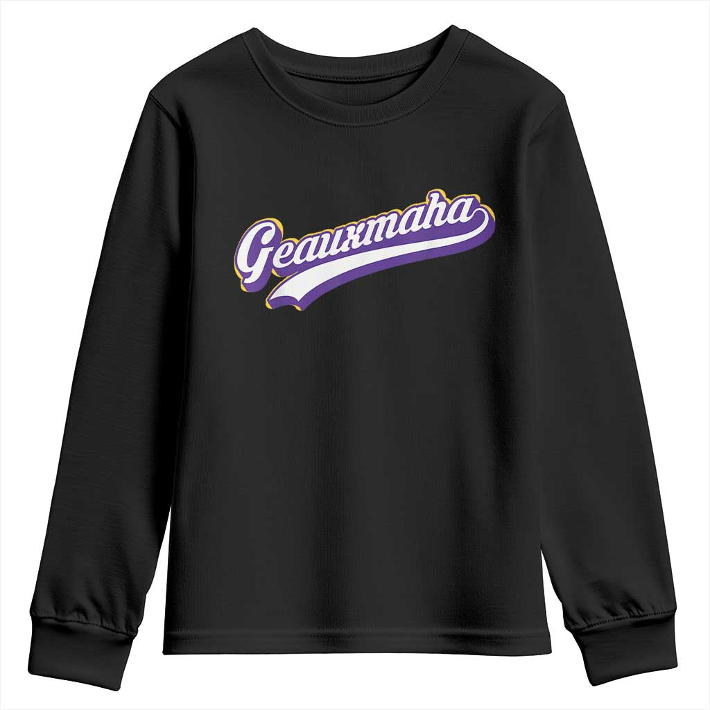 Geauxmaha Vintage Throwback Design Youth Sweatshirt Gold Baseball Fan - Wonder Print Shop