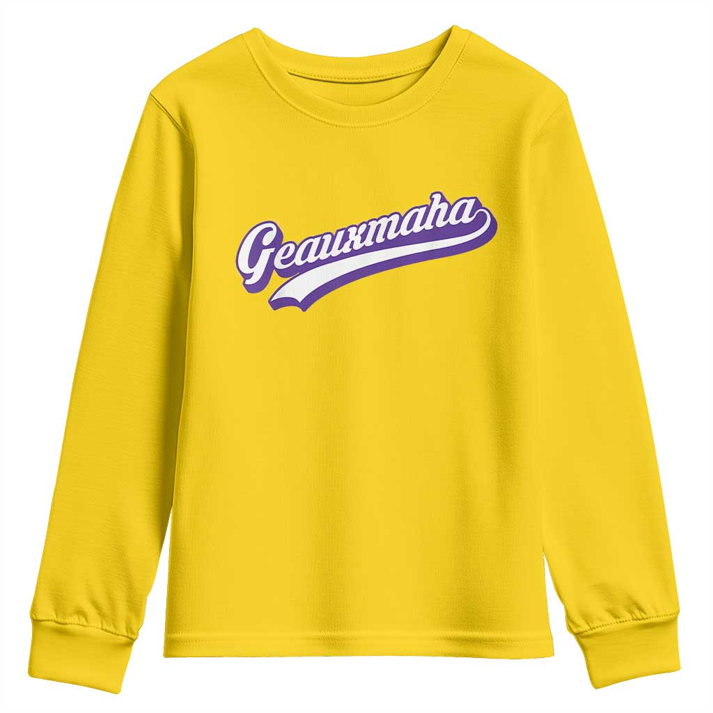 Geauxmaha Vintage Throwback Design Youth Sweatshirt Gold Baseball Fan - Wonder Print Shop