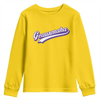 Geauxmaha Vintage Throwback Design Youth Sweatshirt Gold Baseball Fan - Wonder Print Shop