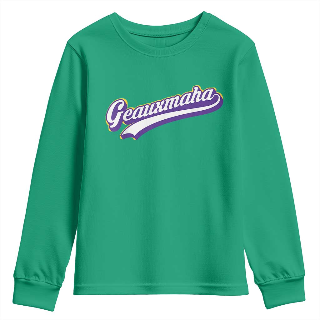 Geauxmaha Vintage Throwback Design Youth Sweatshirt Gold Baseball Fan - Wonder Print Shop