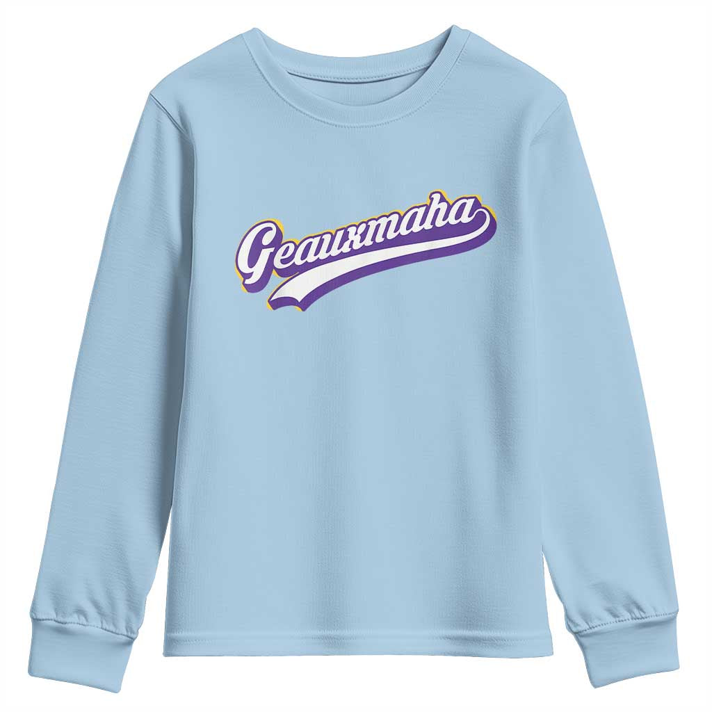 Geauxmaha Vintage Throwback Design Youth Sweatshirt Gold Baseball Fan - Wonder Print Shop