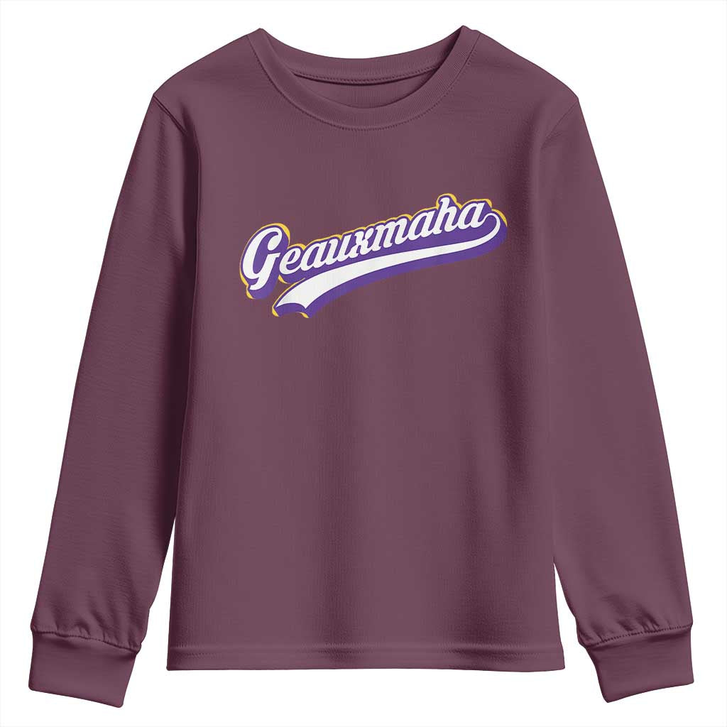 Geauxmaha Vintage Throwback Design Youth Sweatshirt Gold Baseball Fan - Wonder Print Shop