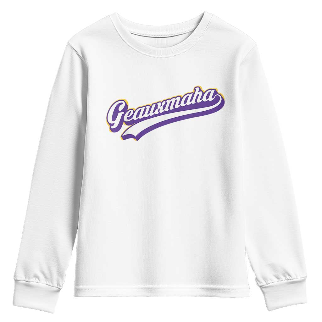 Geauxmaha Vintage Throwback Design Youth Sweatshirt Gold Baseball Fan - Wonder Print Shop