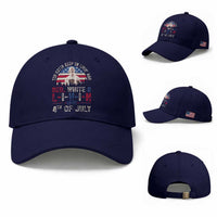 Red White and Livin Happy 4th of July Patriotic Baseball Cap Funny Retro Movie Quote You Gotta Keep On Living Man