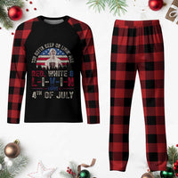 Red White and Livin Happy 4th of July Patriotic Plaid Pajama Set Funny Retro Movie Quote You Gotta Keep On Living Man