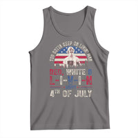 Red White and Livin Happy 4th of July Patriotic Tank Top Funny Retro Movie Quote You Gotta Keep On Living Man