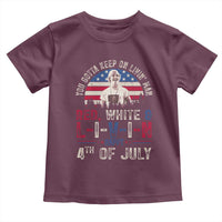Red White and Livin Happy 4th of July Patriotic Toddler T Shirt Funny Retro Movie Quote You Gotta Keep On Living Man