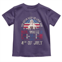 Red White and Livin Happy 4th of July Patriotic Toddler T Shirt Funny Retro Movie Quote You Gotta Keep On Living Man