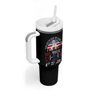 Red White and Livin Happy 4th of July Patriotic Tumbler With Handle Funny Retro Movie Quote You Gotta Keep On Living Man