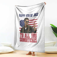 Happy 4th of July To All You Sumbitches Patriotic Graphic Throw Blanket Funny Fighter Pilot Retro Action Movie Humor Inspo