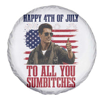 Happy 4th of July To All You Sumbitches Patriotic Graphic Spare Tire Cover Funny Fighter Pilot Retro Action Movie Humor Inspo