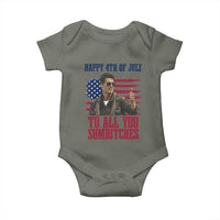Happy 4th of July To All You Sumbitches Patriotic Graphic Baby Onesie Funny Fighter Pilot Retro Action Movie Humor Inspo