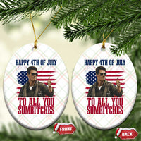 Happy 4th of July To All You Sumbitches Patriotic Graphic Ceramic Ornament Funny Fighter Pilot Retro Action Movie Humor Inspo