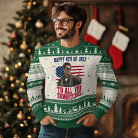 Happy 4th of July To All You Sumbitches Patriotic Graphic Ugly Christmas Sweater Funny Fighter Pilot Retro Action Movie Humor Inspo