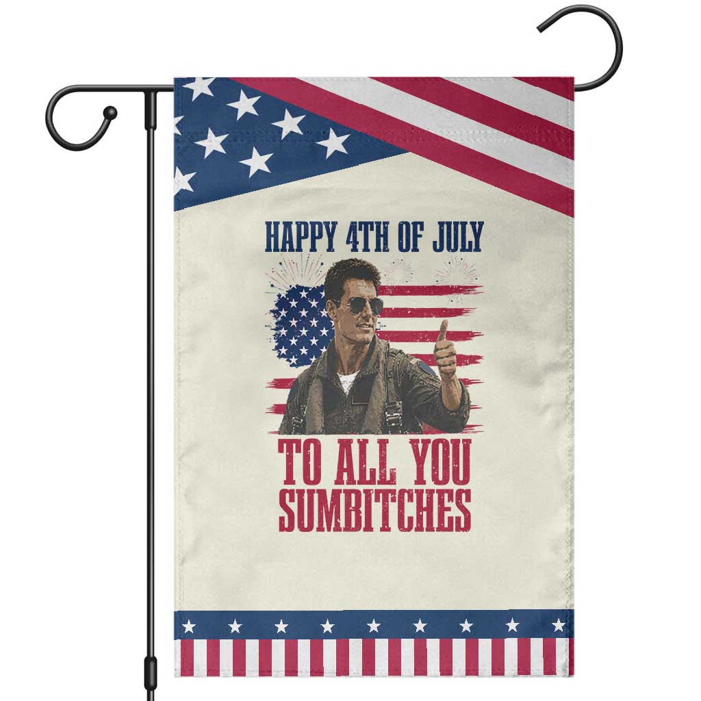 Happy 4th of July To All You Sumbitches Graphic Patriotic Garden Flag Funny Fighter Pilot Retro Action Movie Humor Inspo