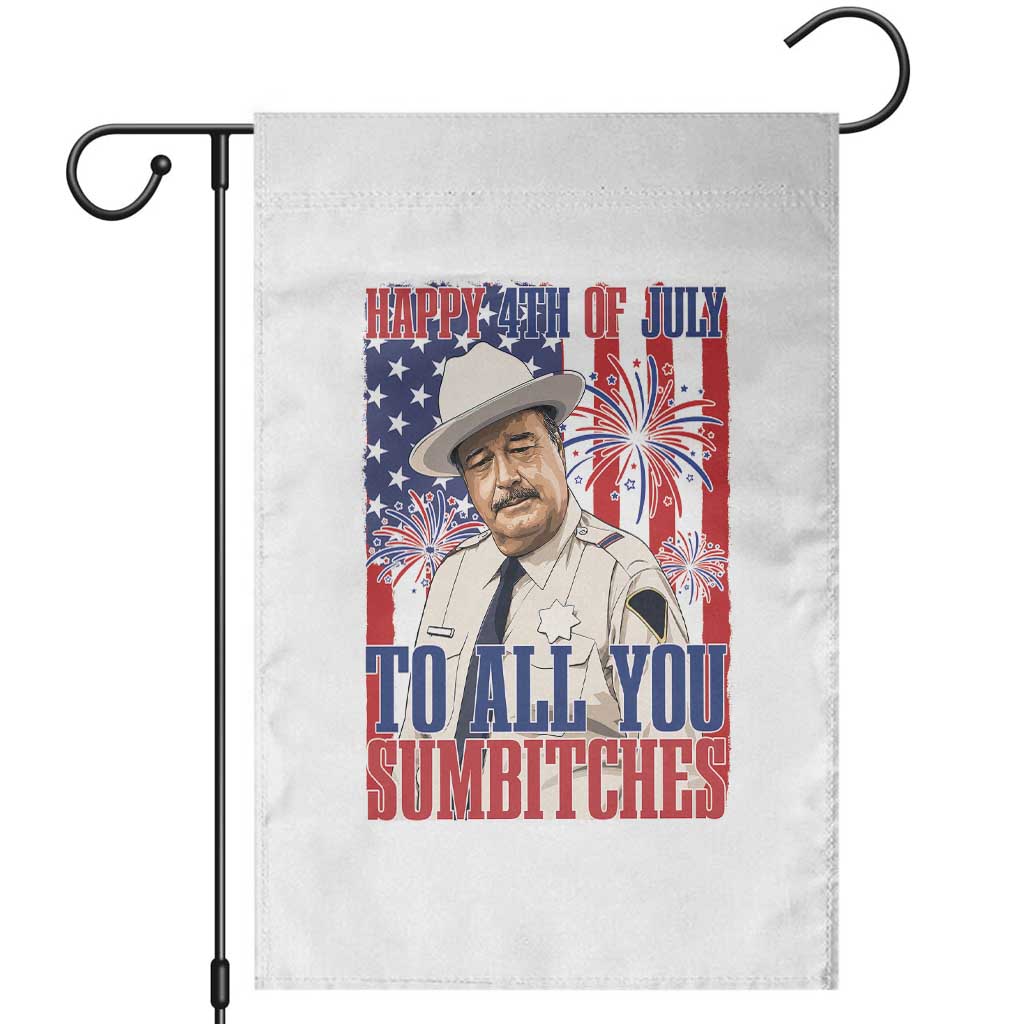 Happy 4th of July To All You Sumbitches Funny Sheriff Patriotic Graphic Garden Flag Retro Movie Quote Inspo Country Humor